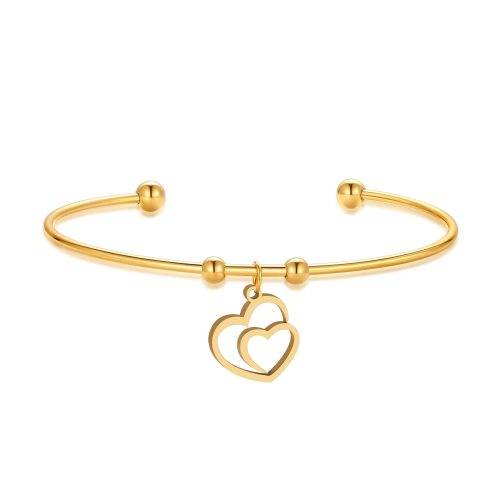 RETAIL PRICE: R 999 Adjustable Titanium "Hearts" Charm Bangle (GOLD )