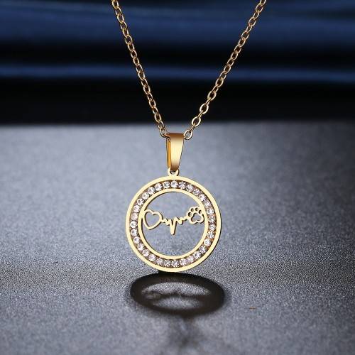 TITANIUM(NEVER FADE) Heartbeat With Paw Necklace (SILVER ONLY)