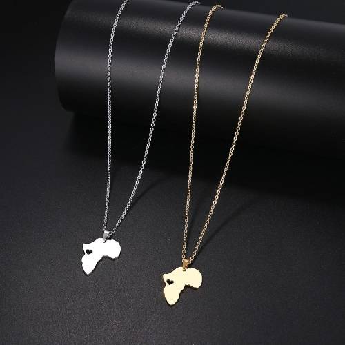 RETAIL PRICE: R 1 099 (NEVER FADE) Titanium "Love For Africa" Necklace 45 CM SILVER