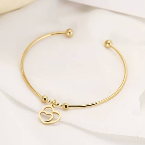 RETAIL PRICE: R 1299 Adjustable Titanium "Double Heart" Charm Bangle (SILVER ONLY)