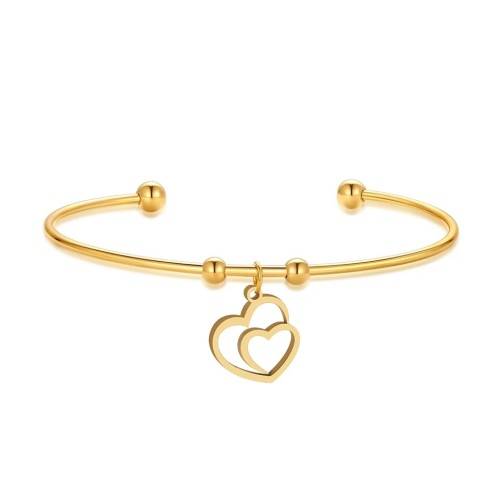 RETAIL PRICE: R 1299 Adjustable Titanium "Double Heart" Charm Bangle (SILVER ONLY)
