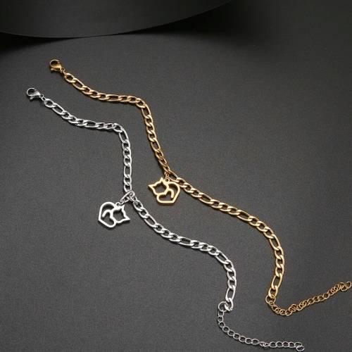 TITANIUM (NEVER FADE) `Love Cat` Charm Bracelet 18 cm (SILVER ONLY)