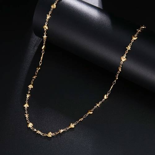 RETAIL PRICE:R1 099 (NEVER FADE) Titanium Stars & Hearts Necklace 60cm (SILVER ONLY)
