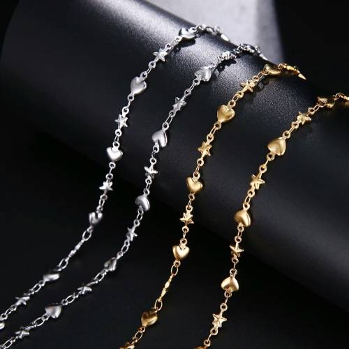 RETAIL PRICE:R1 099 (NEVER FADE) Titanium Stars & Hearts Necklace 60cm (SILVER ONLY)