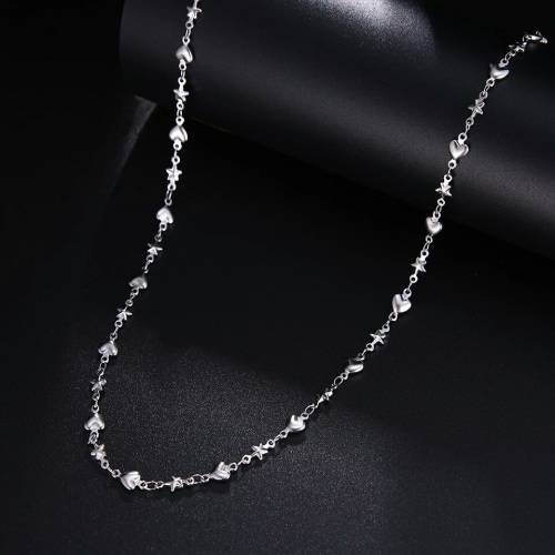 RETAIL PRICE:R1 099 (NEVER FADE) Titanium Stars & Hearts Necklace 60cm (SILVER ONLY)