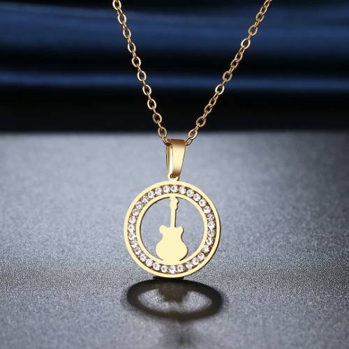 TITANIUM (NEVER FADE) "Guitar" Necklace 45 cm (SILVER ONLY)