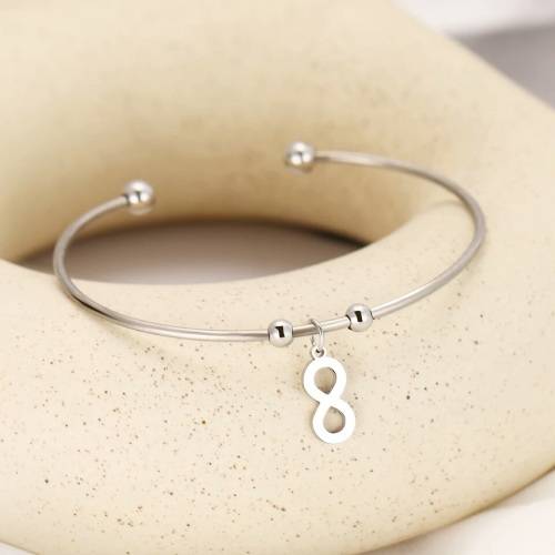 RETAIL PRICE: R 1299 Titanium (NEVER FADE) `Infinity` Charm Bangle (SILVER ONLY )