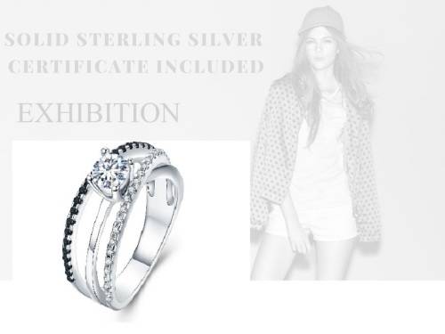 * 0.3 CT 925 STERLING SILVER 3-LAYER CROSS-OVER RING*