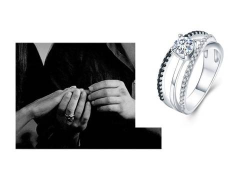 * 0.3 CT 925 STERLING SILVER 3-LAYER CROSS-OVER RING*
