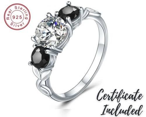 *1.25CT SOLID 925 STERLING SILVER THREE STONE RING *
