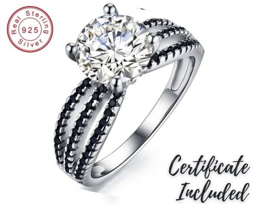 *SOLID 925 STERLING SILVER 2 CT SOLITAIRE RING*