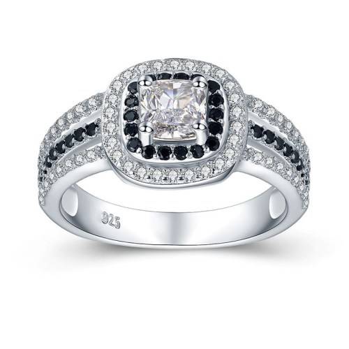 *0.75CT SOLID 925 STERLING SILVER HALO RING *