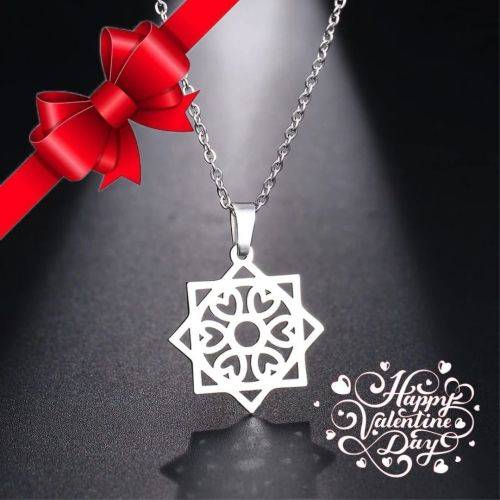 TITANIUM (NEVER FADE) Heart Pattern Necklace 45 cm (SILVER ONLY)