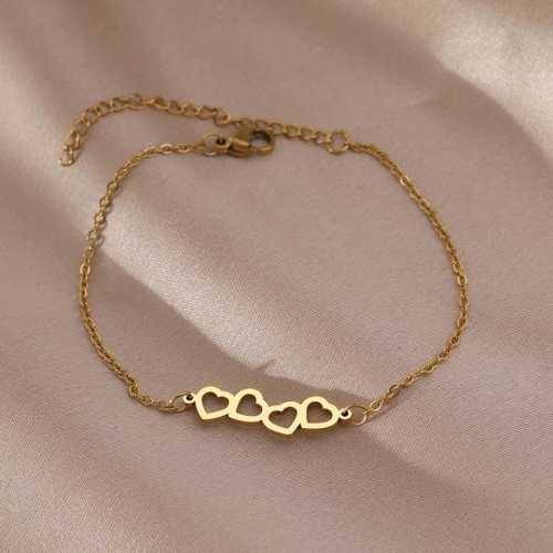 TITANIUM (NEVER FADE) Four Hearts Bracelet 20cm (SILVER ONLY)