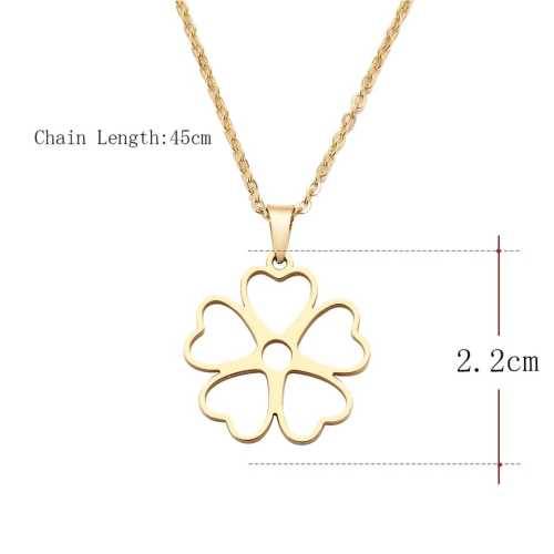 TITANIUM (NEVER FADE) FLOWER HEARTS Necklace 45 cm (SILVER ONLY)