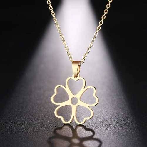 TITANIUM (NEVER FADE) FLOWER HEARTS Necklace 45 cm (SILVER ONLY)