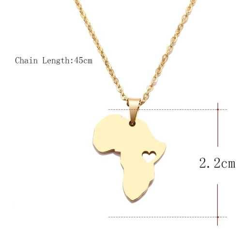 TITANIUM (NEVER FADE) AFRICA HEART Necklace 45 cm (SILVER ONLY)