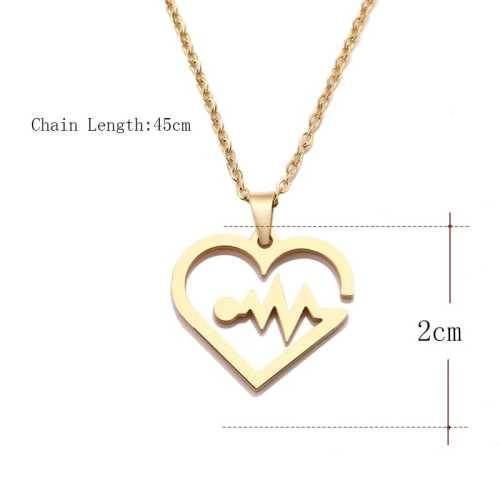 TITANIUM (NEVER FADE) HEART BEAT Necklace  45cm (SILVER ONLY)