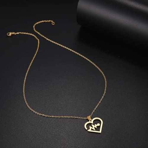 TITANIUM (NEVER FADE) HEART BEAT Necklace  45cm (SILVER ONLY)