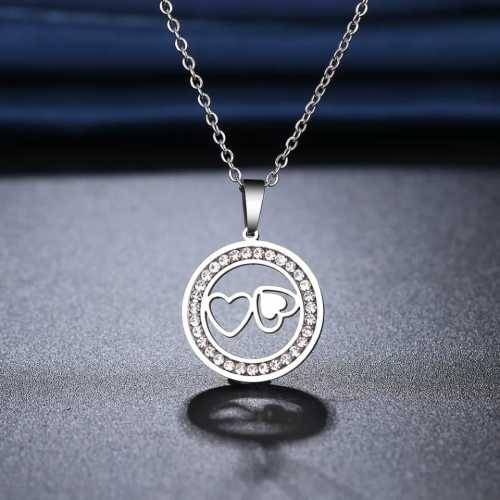 Retail Price R999 TITANIUM (NEVER FADE) DOUBLE HEART Necklace  45cm (SILVER ONLY)