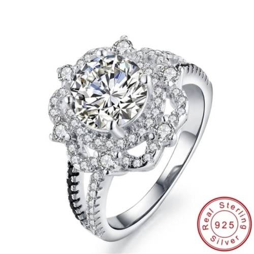 2 CT SOLID 925 STERLING SILVER FLOWER RING SIZE 8 US