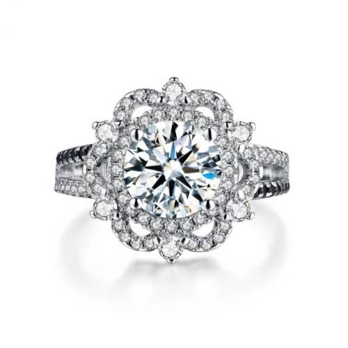 2 CT SOLID 925 STERLING SILVER FLOWER RING SIZE 8 US