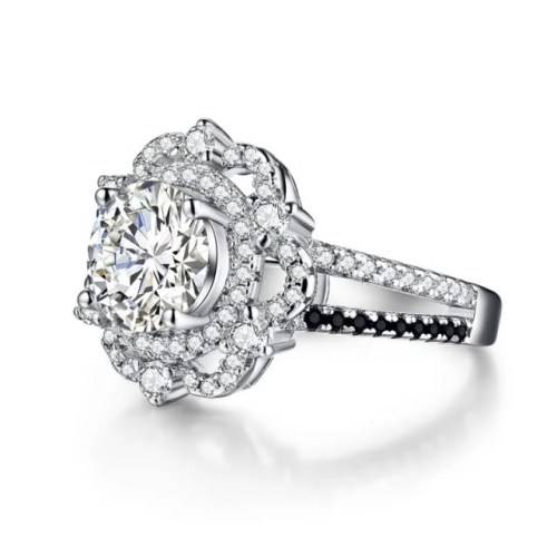 2 CT SOLID 925 STERLING SILVER FLOWER RING SIZE 8 US