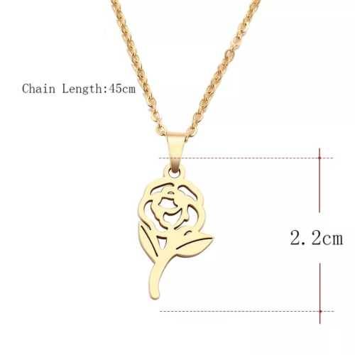 TITANUIM (NEVER FADE) ROSE PENDANT Necklace 45cm (Silver Only)