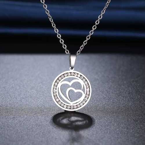 Retail Price R999 TITANIUM (NEVER FADE) DOUBLE HEART Necklace  45cm (SILVER ONLY)