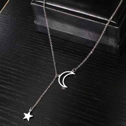 Retail Price R1099 TITANIUM (NEVER FADE) HOLLOW MOON AND STAR Necklace 45cm (SILVER ONLY)