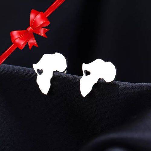 Retail Price R599 SILVER AFRICA LOVE Earrings TITANIUM (NEVER FADE)