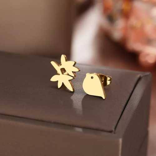 Retail Price R699 GOLD BIRD & LEAF Earrings TITANIUM (NEVER FADE)
