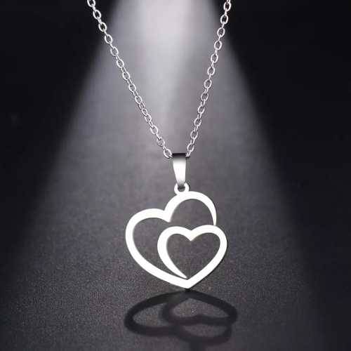 Retail Price R1199 TITANIUM (NEVER FADE) ROSEGOLD DOUBLE HEART Necklace 45cm