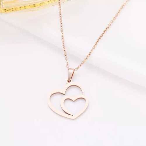 Retail Price R1199 TITANIUM (NEVER FADE) ROSEGOLD DOUBLE HEART Necklace 45cm