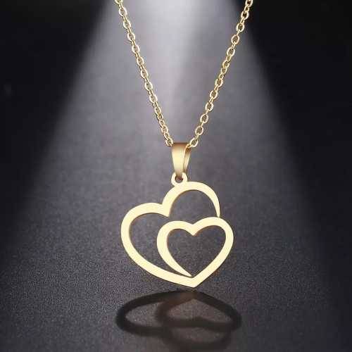 Retail Price R1199 TITANIUM (NEVER FADE) ROSEGOLD DOUBLE HEART Necklace 45cm
