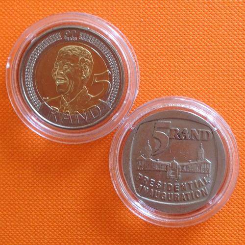 !!! DASHING DUO - TWO MANDELA R5 COINS - UNC 2008 BIRTHDAY & 1994 INAUGURATION!!!
