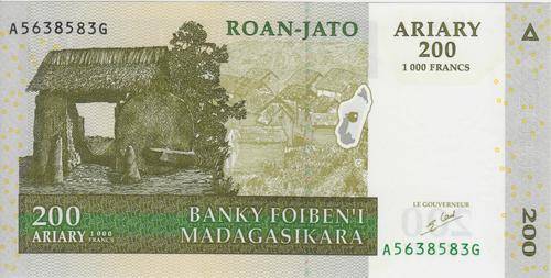 2004 Madagascar 200 Ariary banknote  - Crisp Uncirculated
