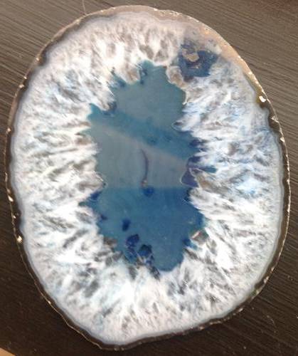 Stunning and unusual slice of agate with crystal surround