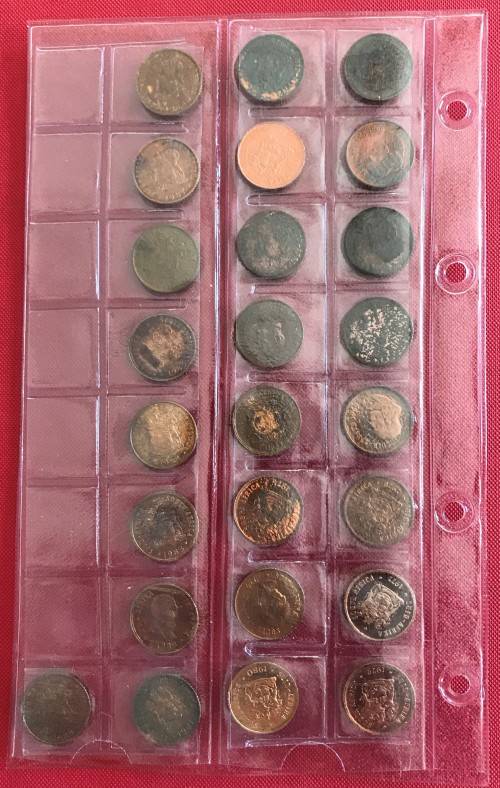 RSA SET OF PROOF ONE CENT COINS - 1965 TO 1989 (Includes scarce 1965E)