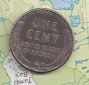 UNUSUAL  USA 1943 Zinc-coated Steel One Cent Coin