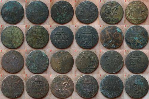 1700's VOC & 1800's Antique Copper Duit Colonial Ancient US Lot of (2 Coins)
