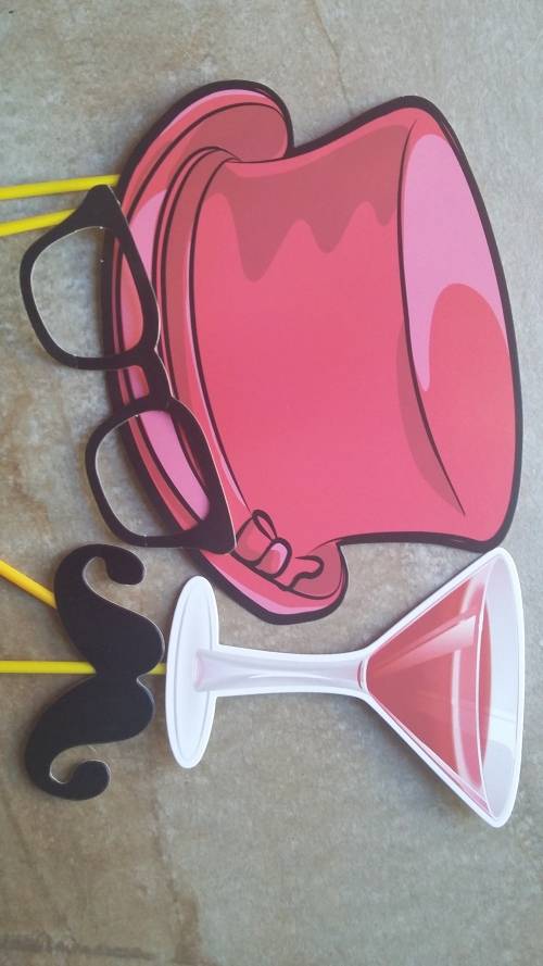 Photo props on sticks, 4 piece
