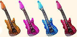 Guitar foil balloon (rock party) DARK BLUE -  84cm - blows up with straw