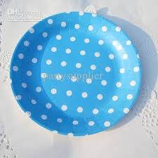 Blue polka dots big paper plates (10)