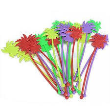Palm tree drink stirrers, 10 per packet, perfect for hawaii party, colour may vary