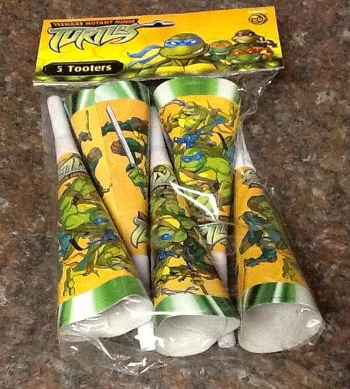 Ninja turtles party hooters blow outs horns (5 per pack)