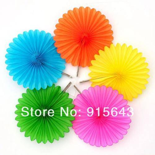 Tissue paper decorative hanging paper fan - 50cm - lime green