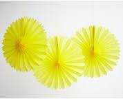 Tissue paper decorative hanging paper fan - 50cm - yellow