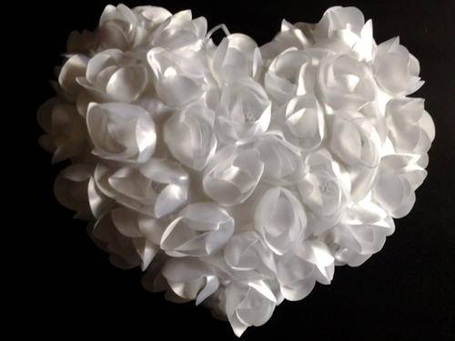 Satin wedding heart cushion. perfect to use as a ring cushion, 25cm