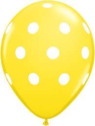 Helium quality balloon 10 in pack , yellow polka dots